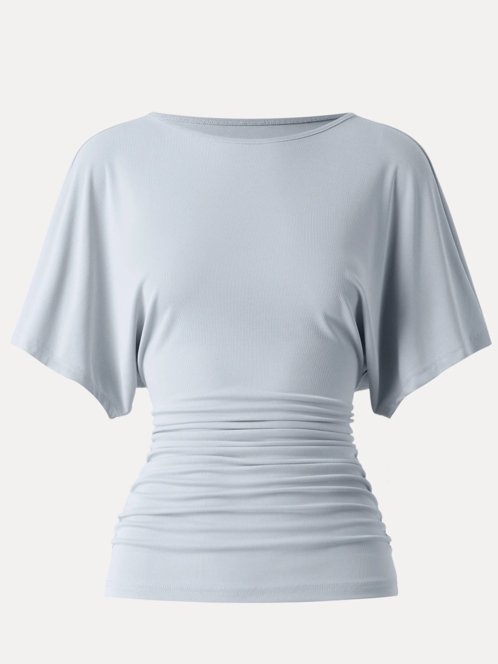 OGL | Sandwashed Effortless Boatneck Batwing Sleeve Side Ruched Top | Small New